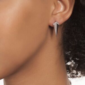 Black Spike Drop Stud Earrings with Pavé Top